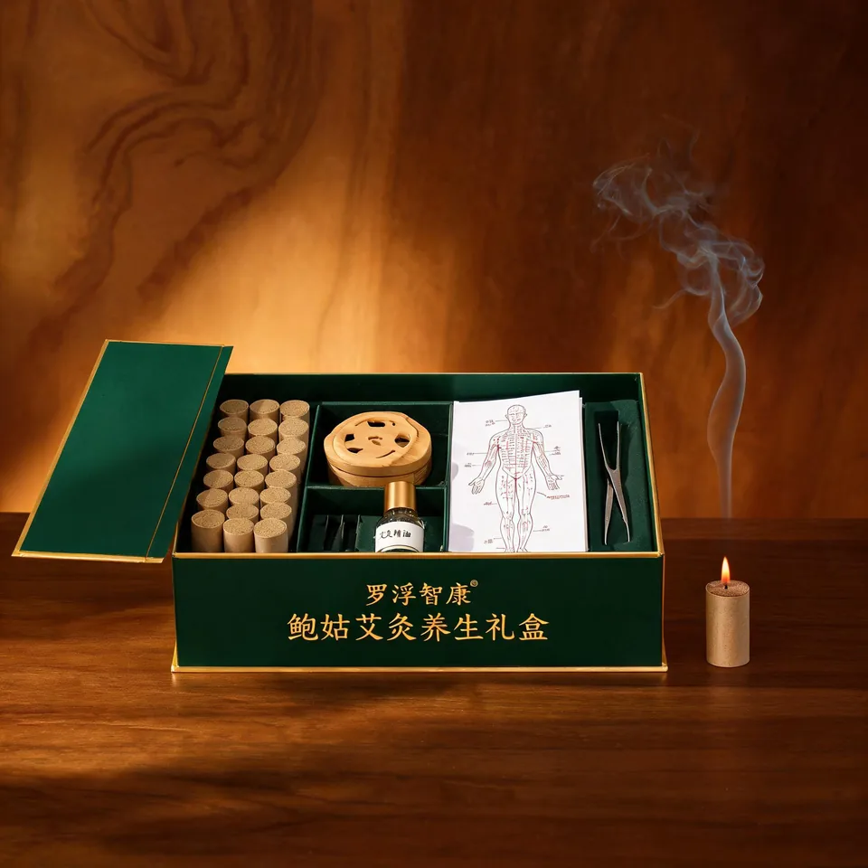 鲜阮鲍姑艾灸礼盒套装 - 艾灸盒、艾条、艾柱与精油全套